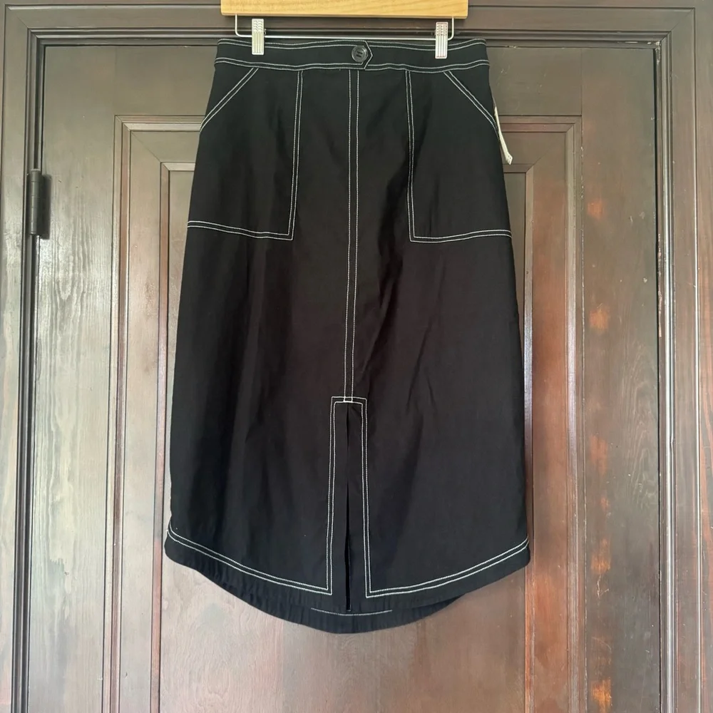 NWT Anthropologie Maeve Black Front-Slit Utility Skirt, Size 12 - Picture 4 of 9